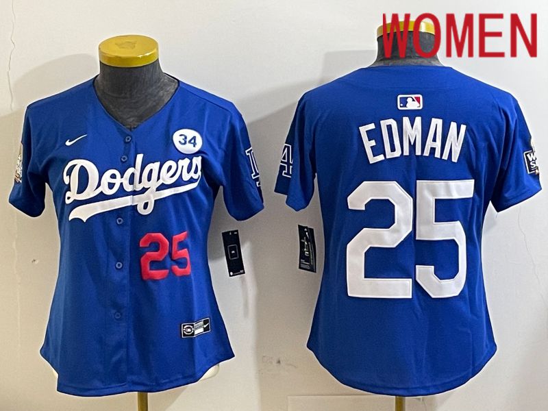 Women Los Angeles Dodgers #25 Edman Blue Game 2024 Nike MLB Jersey style 11211